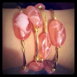 Four handmade stack bracelets